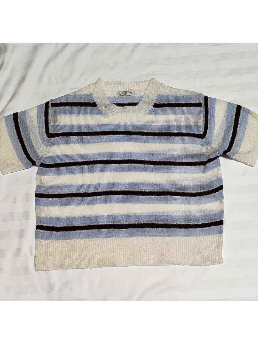J. Crew Blue and Cream Striped Sweater